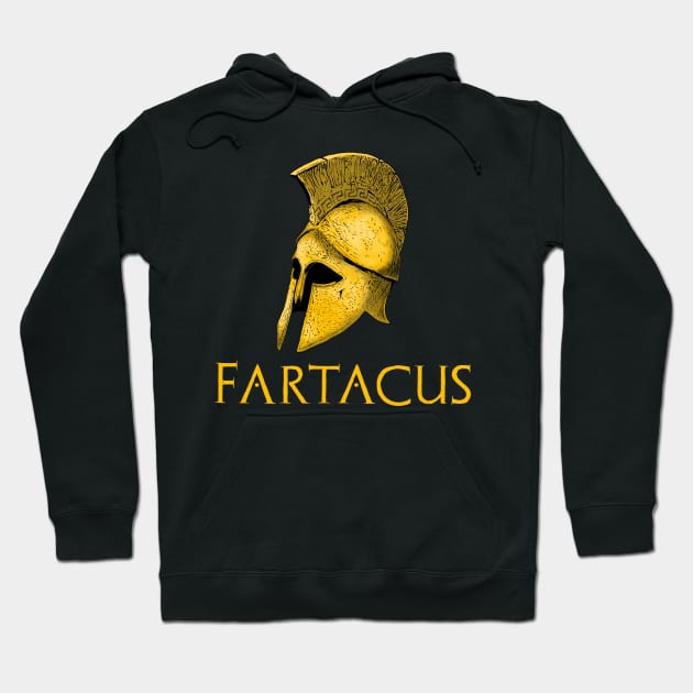 Funny Ancient Greek Spartan Helmet Fartacus Farting Hoodie by Styr Designs